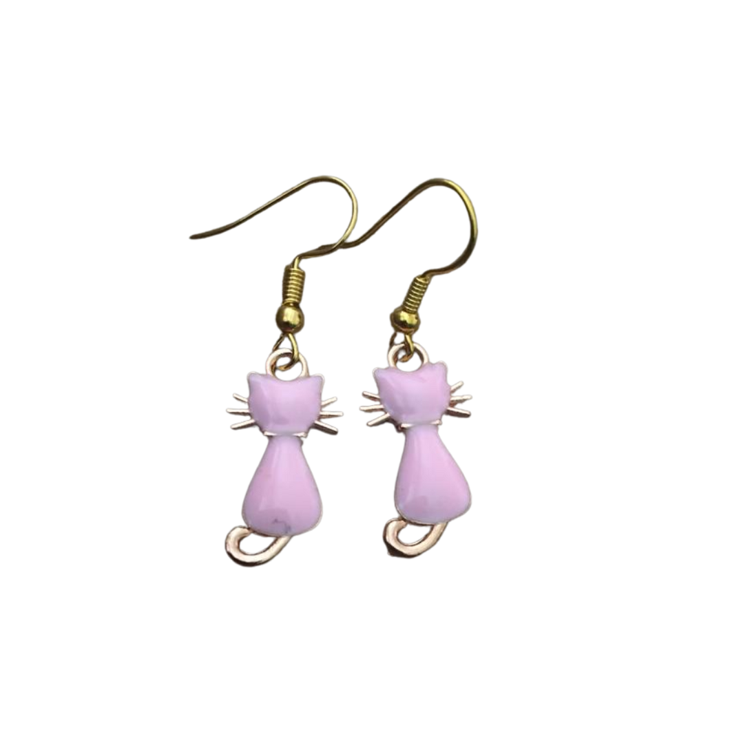 Pink Cat Earrings