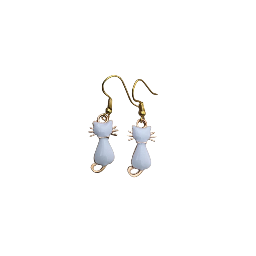 White Cat earrings