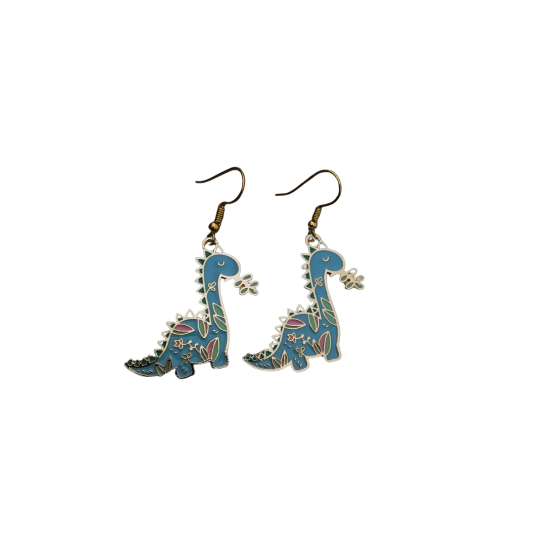 Blue Jungle Dino Earrings