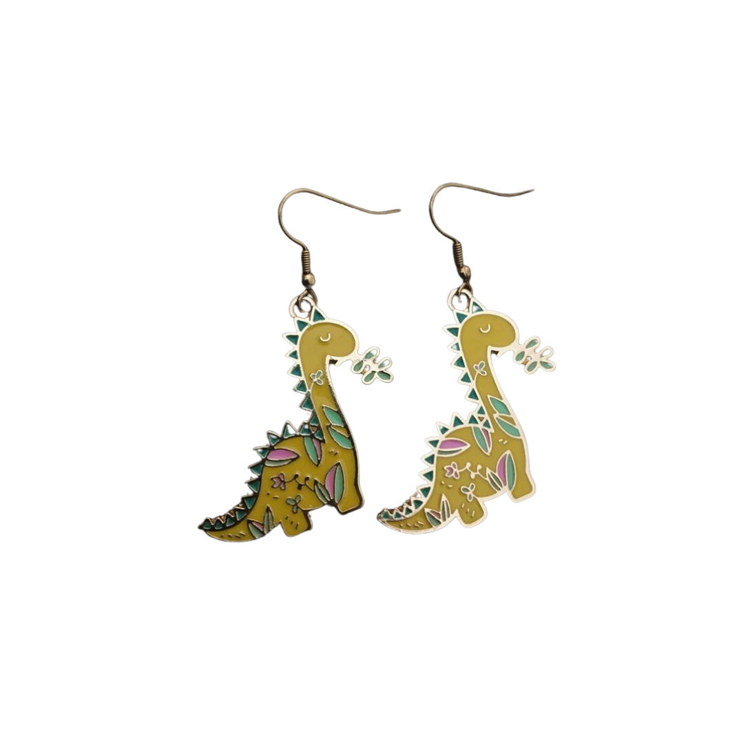 Yellow Jungle Dino Earrings