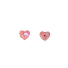 Load image into Gallery viewer, Pink glow in the dark kids studs with silicone backings
