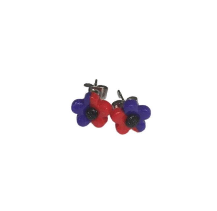 Red and Purple Poppy Studs