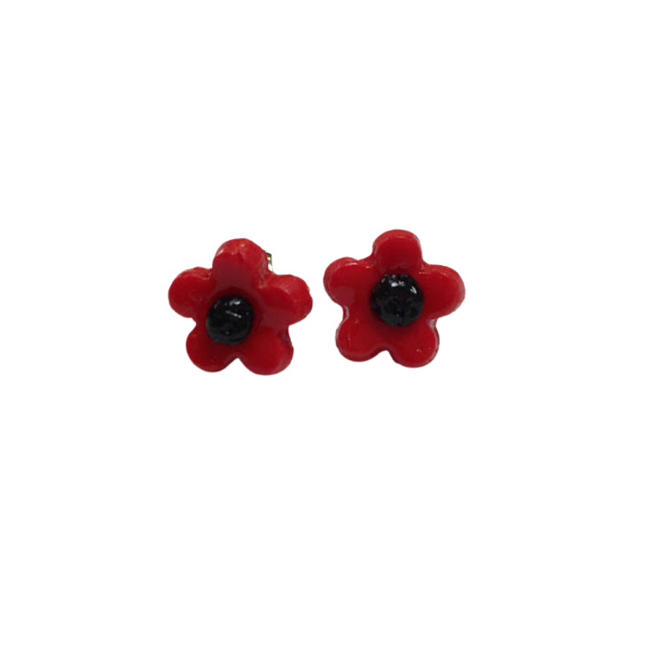 Red Poppy Studs