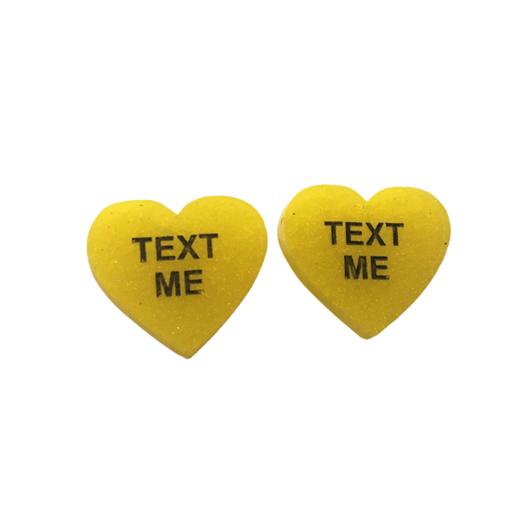 Text me yellow heart studs